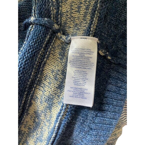 Cotton Blue and White Knit Open Front Cardigan Sweater Sz M - Picture 6 of 6